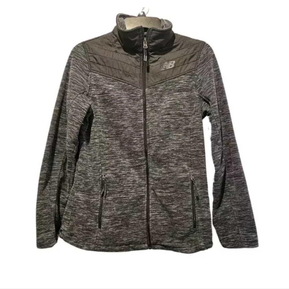 New Balance Womens Full Zip Sweater Top Gray Size Small